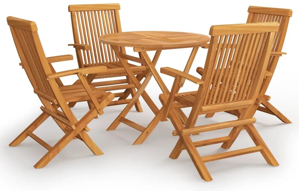 3059580 vidaXL Градински трапезен комплект, 5 части, тиково дърво масив