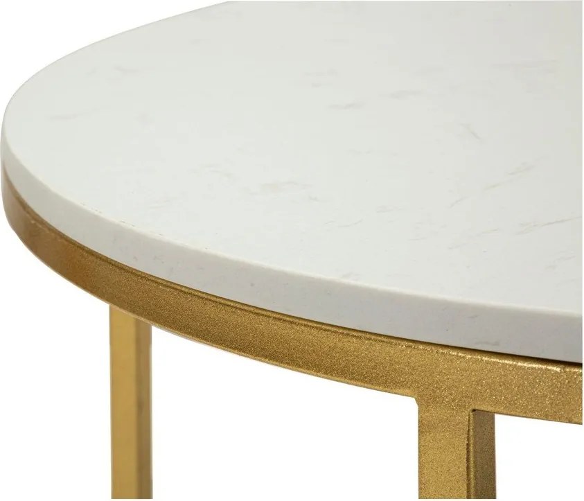 Бяла/златистa масичка за кафе с мраморна плоча 60x90 cm Izmir – Mauro Ferretti