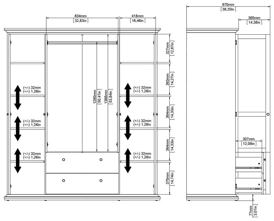 Бял гардероб 181x201 cm Paris – Tvilum