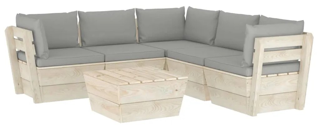 3063529 vidaXL Градински лаундж комплект от палети 6 части с възглавници смърч