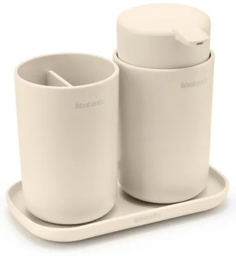 Комплект аксесоари за баня Brabantia ReNew 1006266, 3 части, 250 мл, Устойчиви на корозия, Бежов