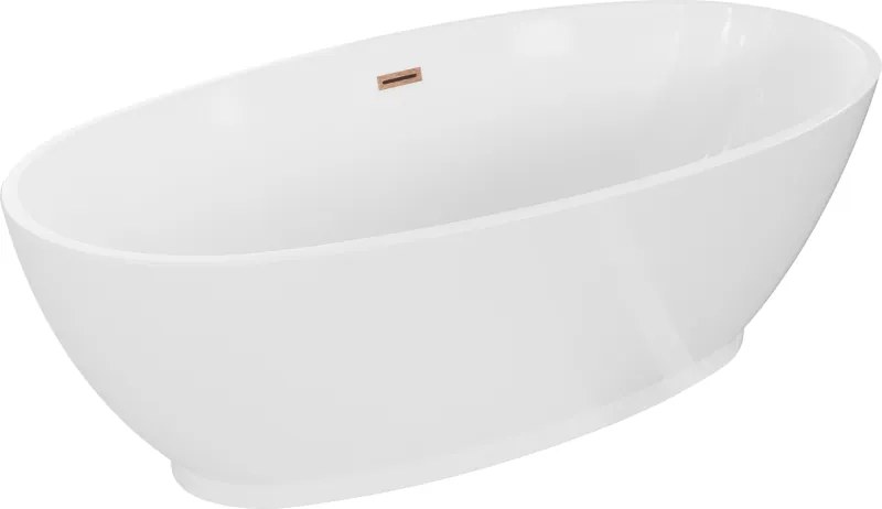 Mexen Bilbao свободностояща вана 180 x 90 см, бяла, преливна четкана мед - 51311809000-65