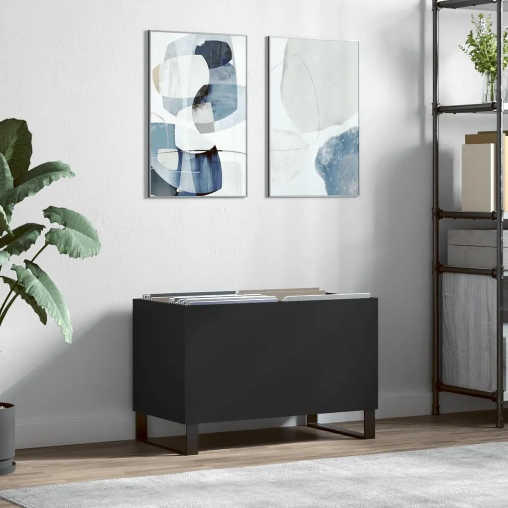 Sonata H Шкаф за грамофонни плочи черен 74,5x38x48 см инженерно дърво