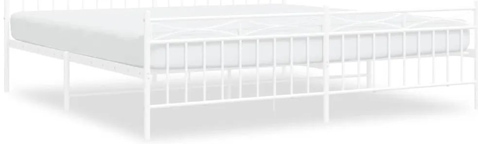 373764 vidaXL Метална рамка за легло с горна и долна табла, бяла, 193x203 см