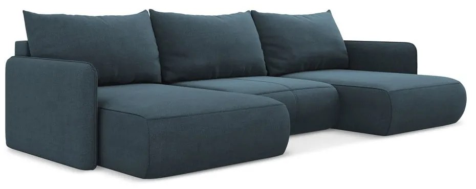 Син разтегателен ъглов диван с място за съхранение Nanea – Makamii