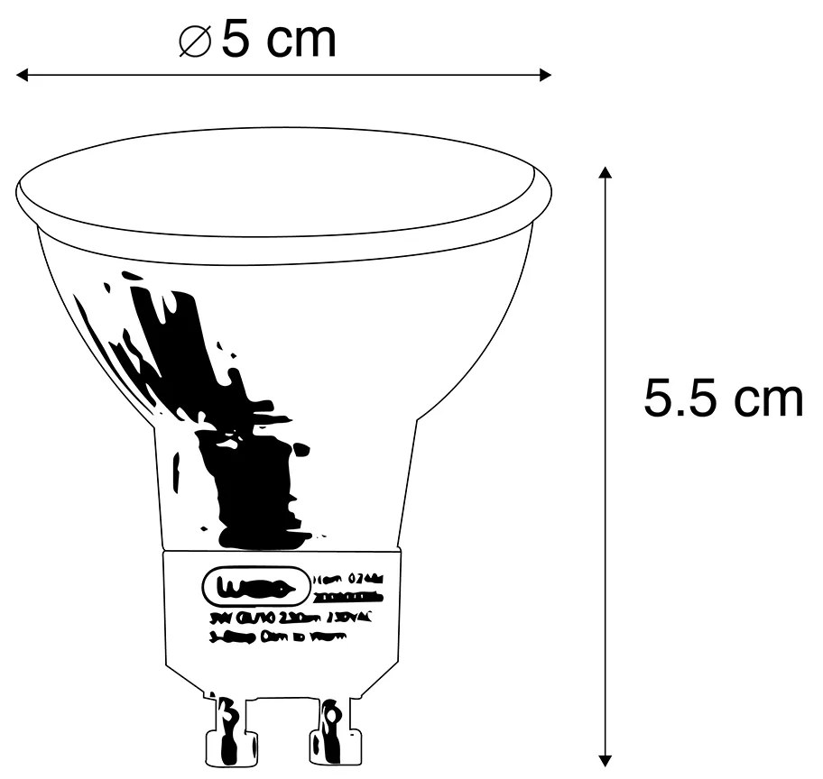 Комплект от 6 LED крушки GU10 с 3-степенна димируема топлина 5W 380lm 2000-2700K
