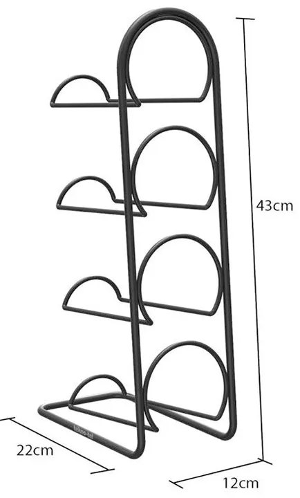 Поставка за вино TEKNO TEL TR MG 024B, 4 бутилки, 12х43х22 см, Матово черно