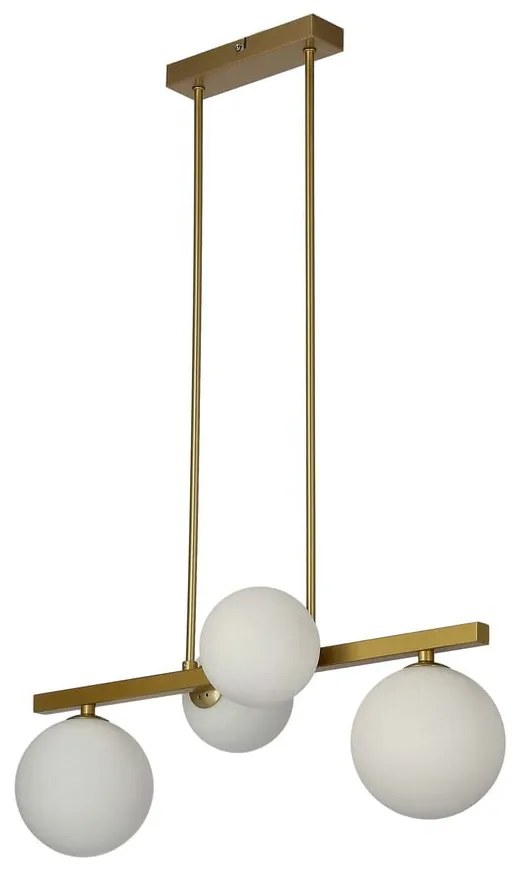 Висящо осветително тяло със стъклен абажур в бяло и златисто Kama – Candellux Lighting