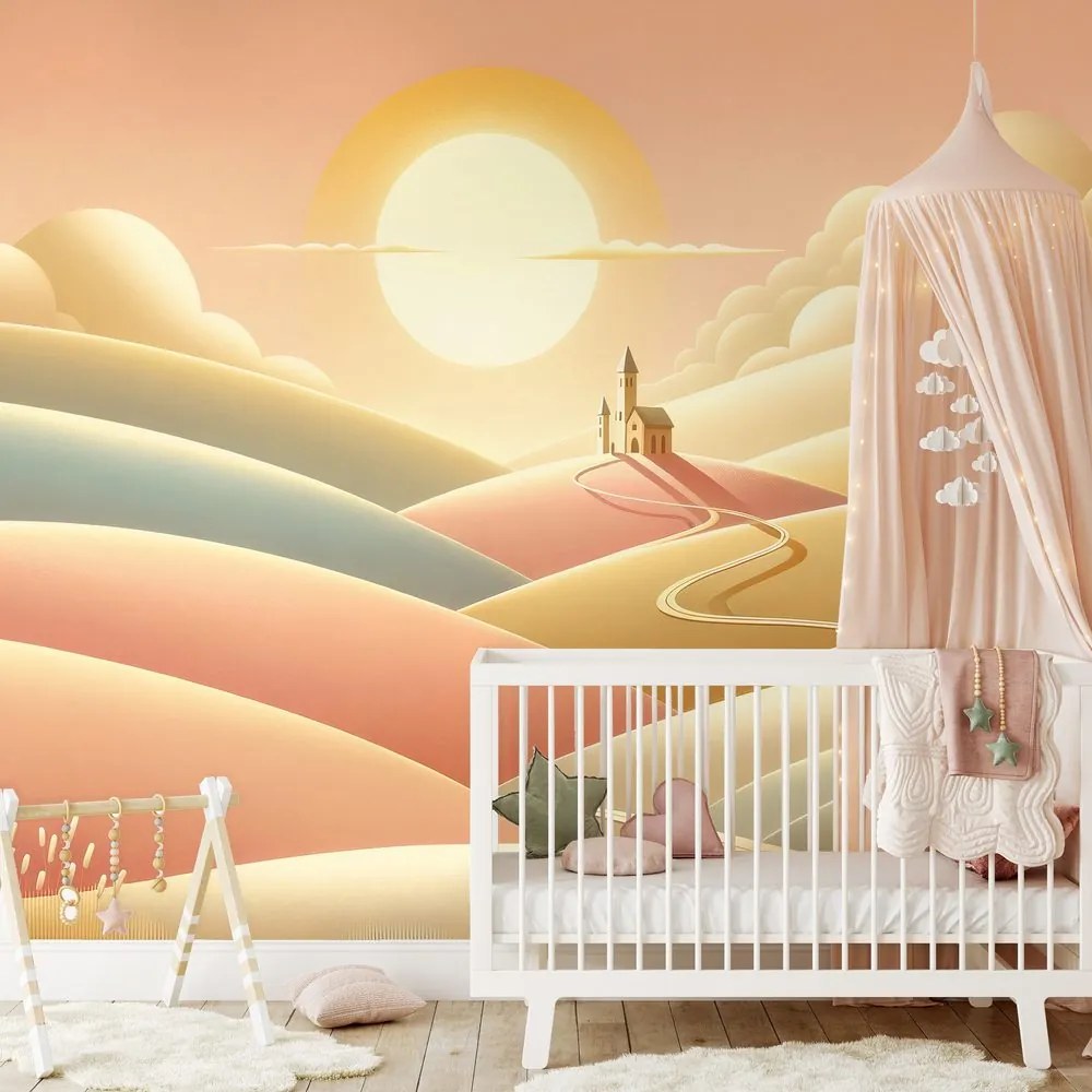 Тапет – Пастелна природа с църква