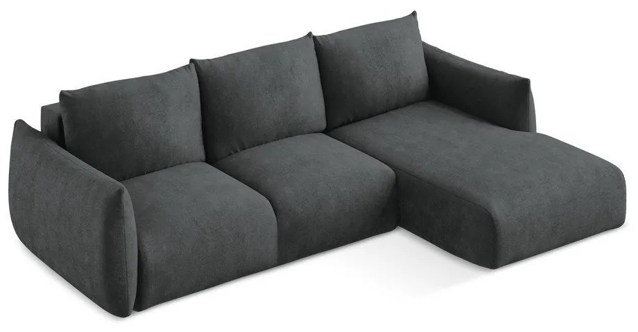 Тъмносив шенилов сгъваем ъглов диван (десен ъгъл) Leila – Makamii