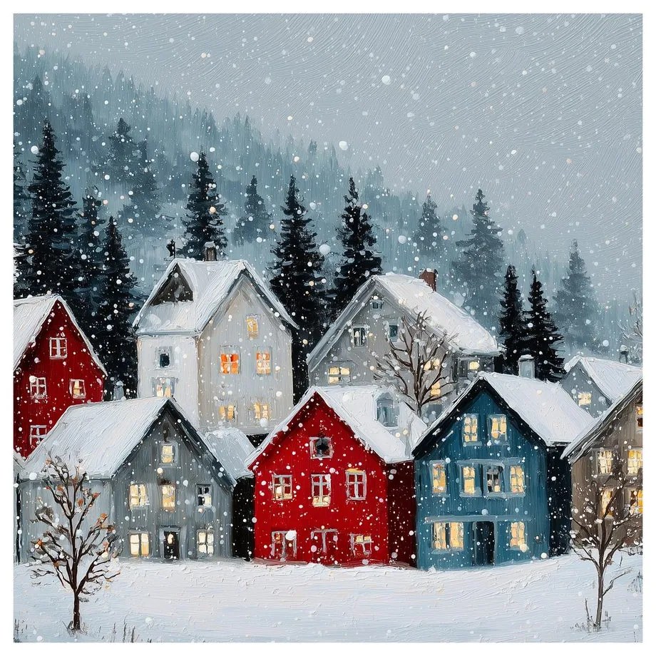 Картина на платно Коледна – Зимна приказка в планината