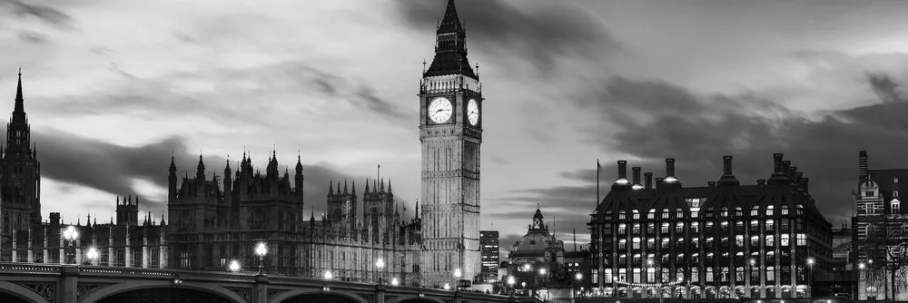 Картина на платно – Big Ben в Лондон в черно и бяло