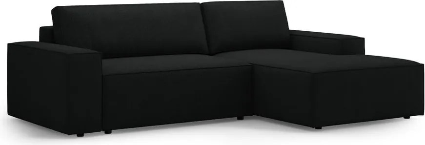 Черен разтегателен ъглов диван от букле (десен ъгъл) Jodie – Micadoni Home