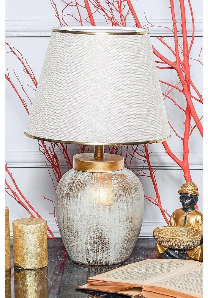 Кремава и златисто настолна лампа (височина 47 cm) – Opviq lights