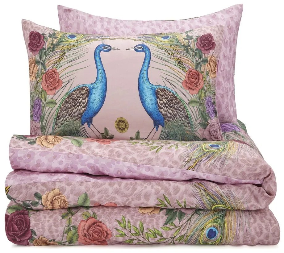 Розово единично спално бельо от памучен сатен 135x200 cm Xanadu Peacock – Matthew Williamson