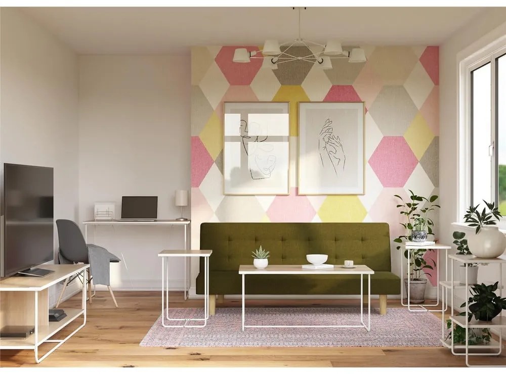 Бели/естествени конзолни маси в комплект 3 бр. с ясенов плот 50x100 cm Dante – Støraa