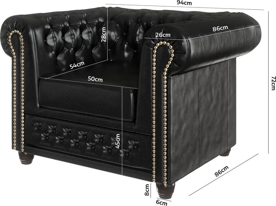 Черен фотьойл от изкуствена кожа York - Ropez