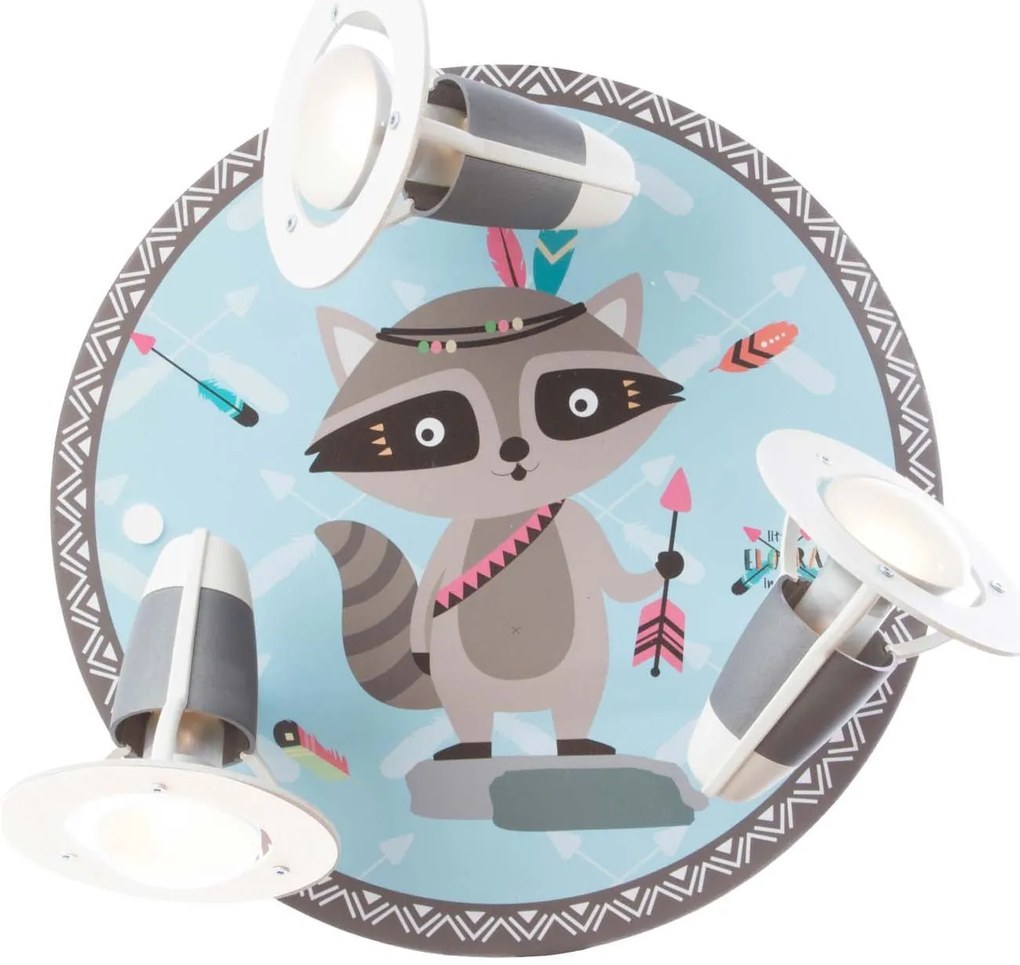 Стенен таван-лампа Elobra Little Indians Raccoon Oscar Three-light