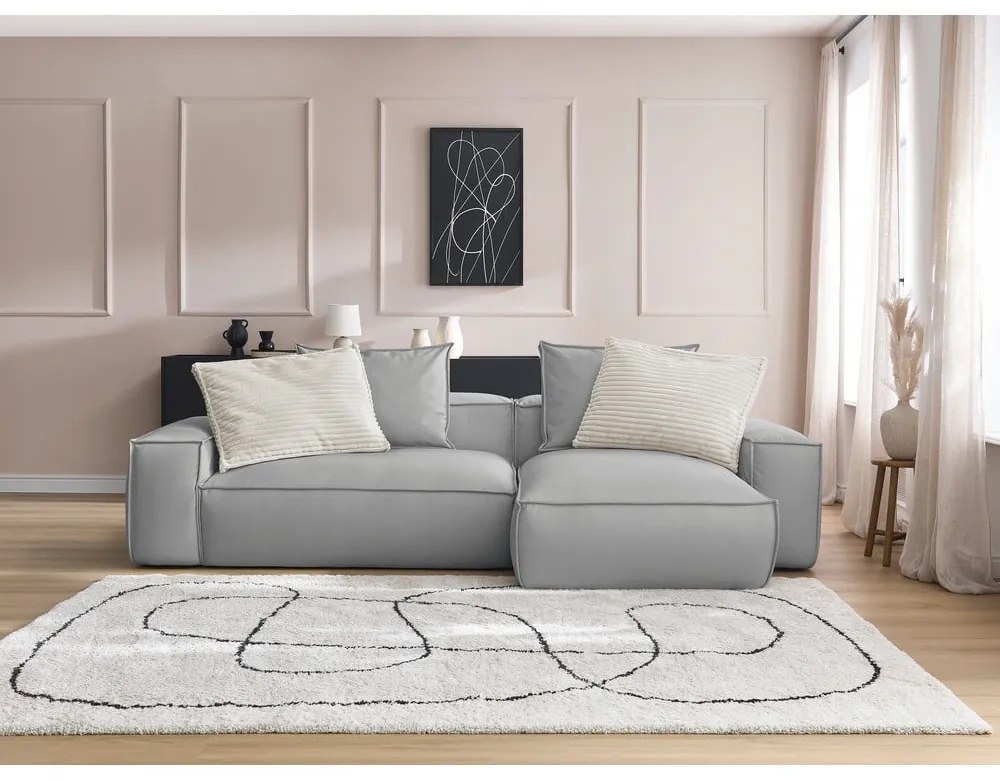 Светлосив ъглов диван от изкуствена кожа (променлив) Boheme – Bobochic Paris