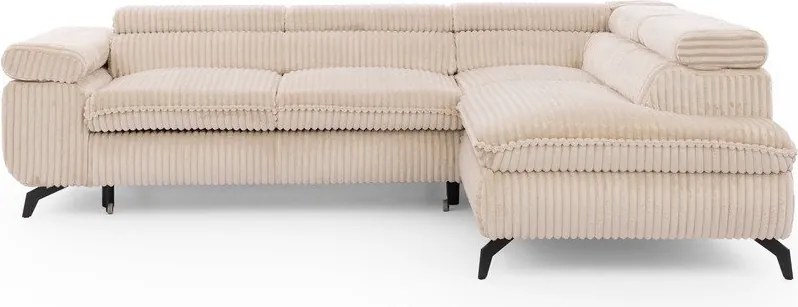 Бежов ъглов диван от рипсено кадифе (десен ъгъл L форма) Marbeya – Ropez