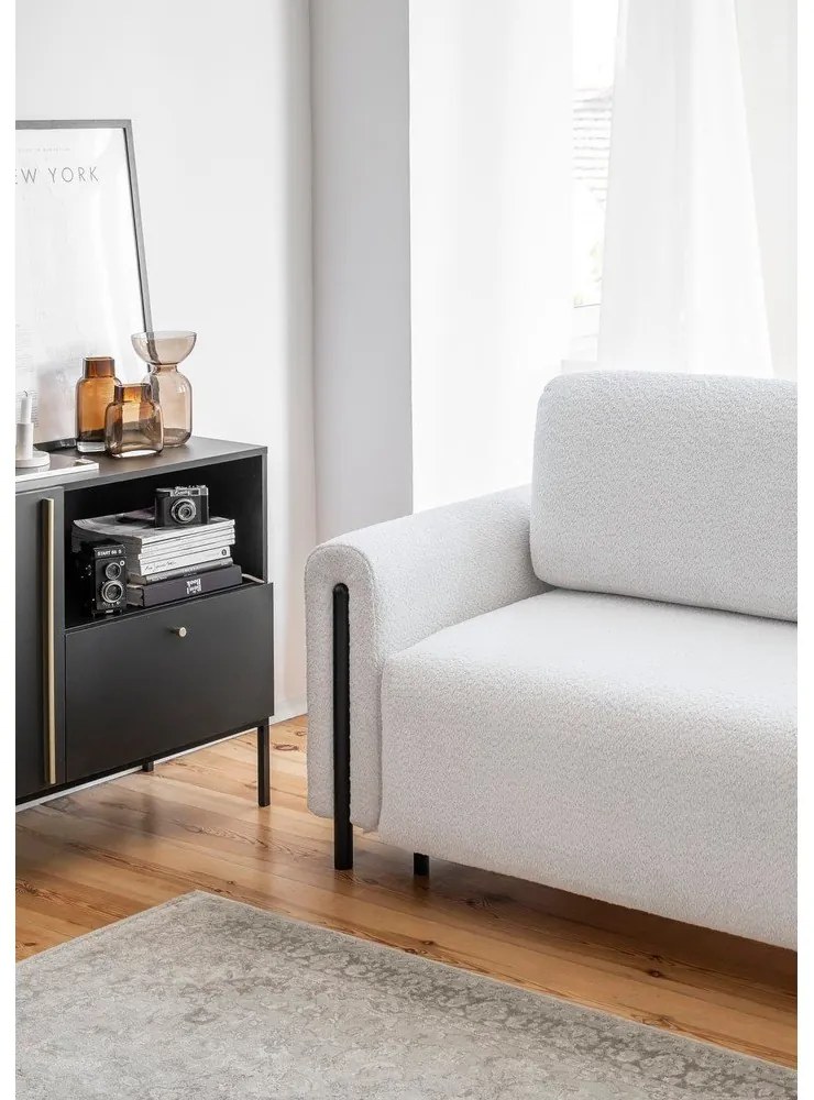 Сив разтегателен диван с място за съхранение от букле 244 cm Arcadova – ELTAP