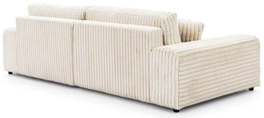 Кремав разтегателен ъглов диван от рипсено кадифе с място за съхранение (десен ъгъл) Sarina – Ropez