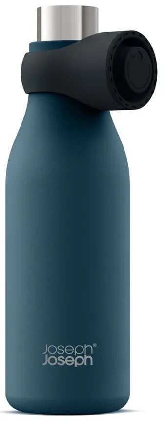 Тъмно синя бутилка от неръждаема стомана за пътуване 500 ml Loop - Joseph Joseph