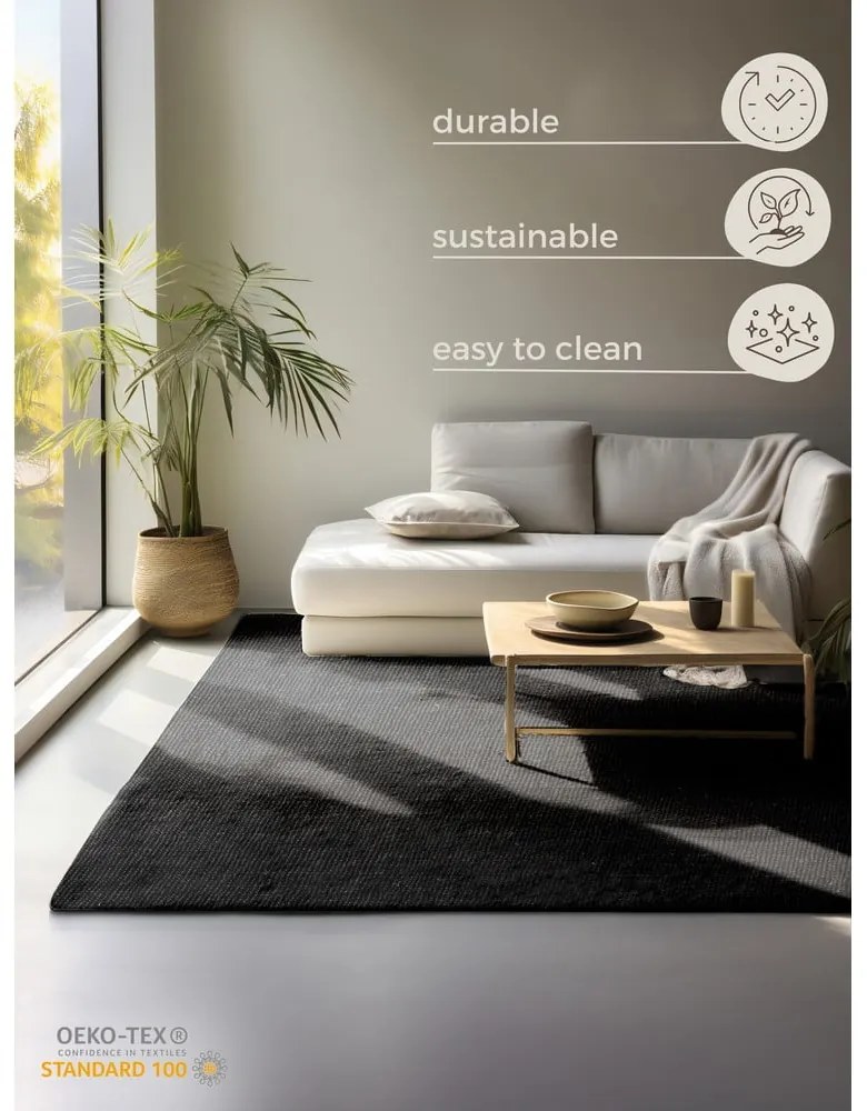 Черен килим от юта 120x170 cm Bouclé - Hanse Home