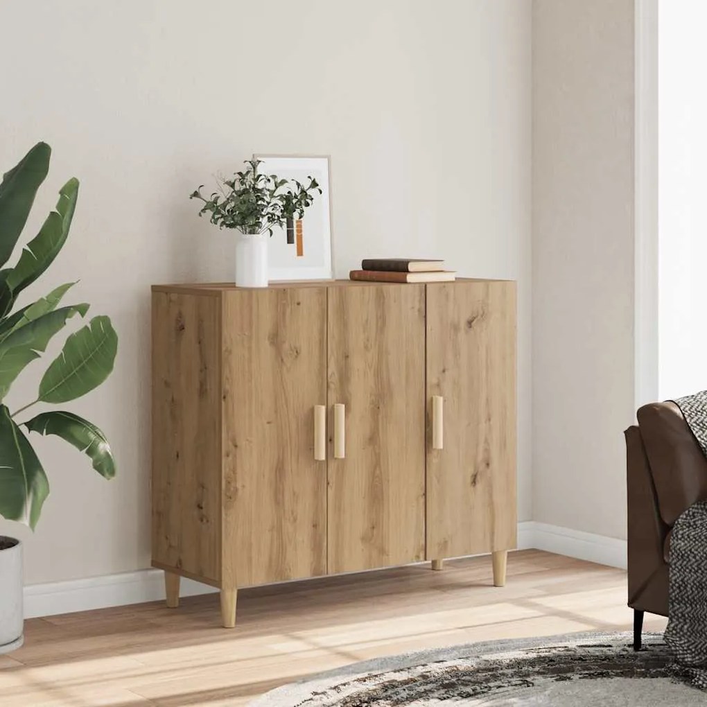 856891 vidaXL Сайдборд, дъб артизан, 90x34x80 см, инженерно дърво