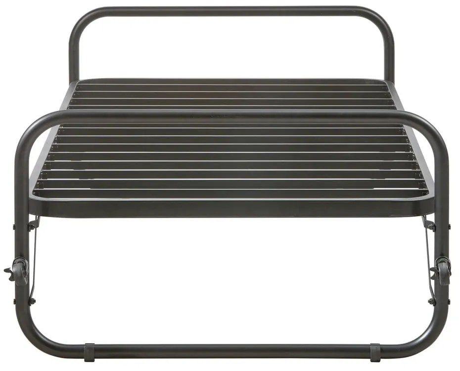 Черно метално сгъваемо единично легло 90x200 cm с включена подматрачна рамка Lucy – WOOOD