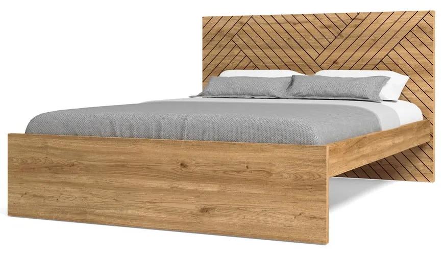 Двойно легло в дъбов декор в естествен цвят 160x200 cm Zebra - Marckeric