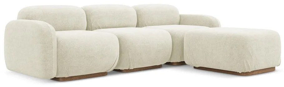 Кремав модулен ъглов диван от букле Ailani – Makamii