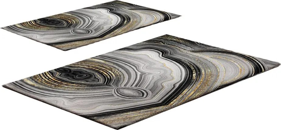Сиви/ в златист цвят килими за баня в комплект 2 бр. 60x100 cm CT – Foutastic