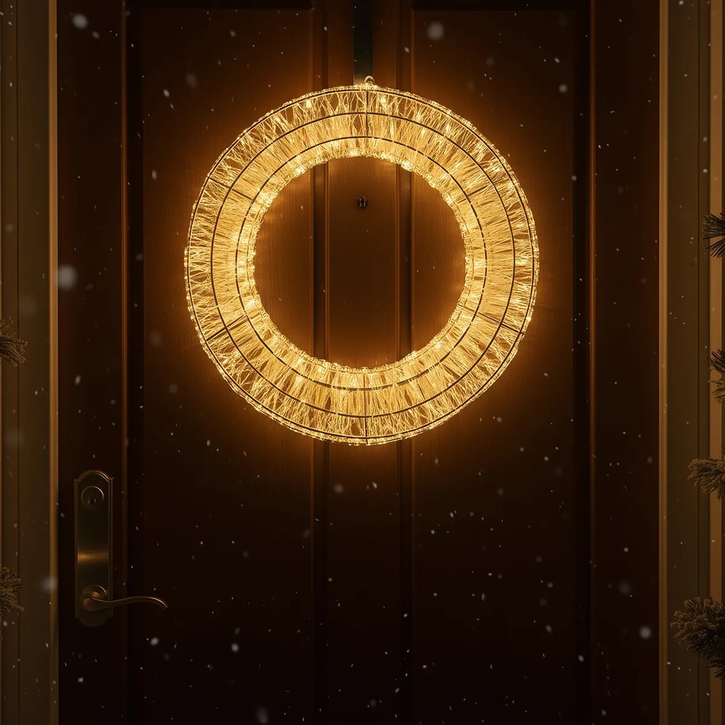 Коледна висяща лампа венец сребро 45 см вкл. LED IP44 - Nawa