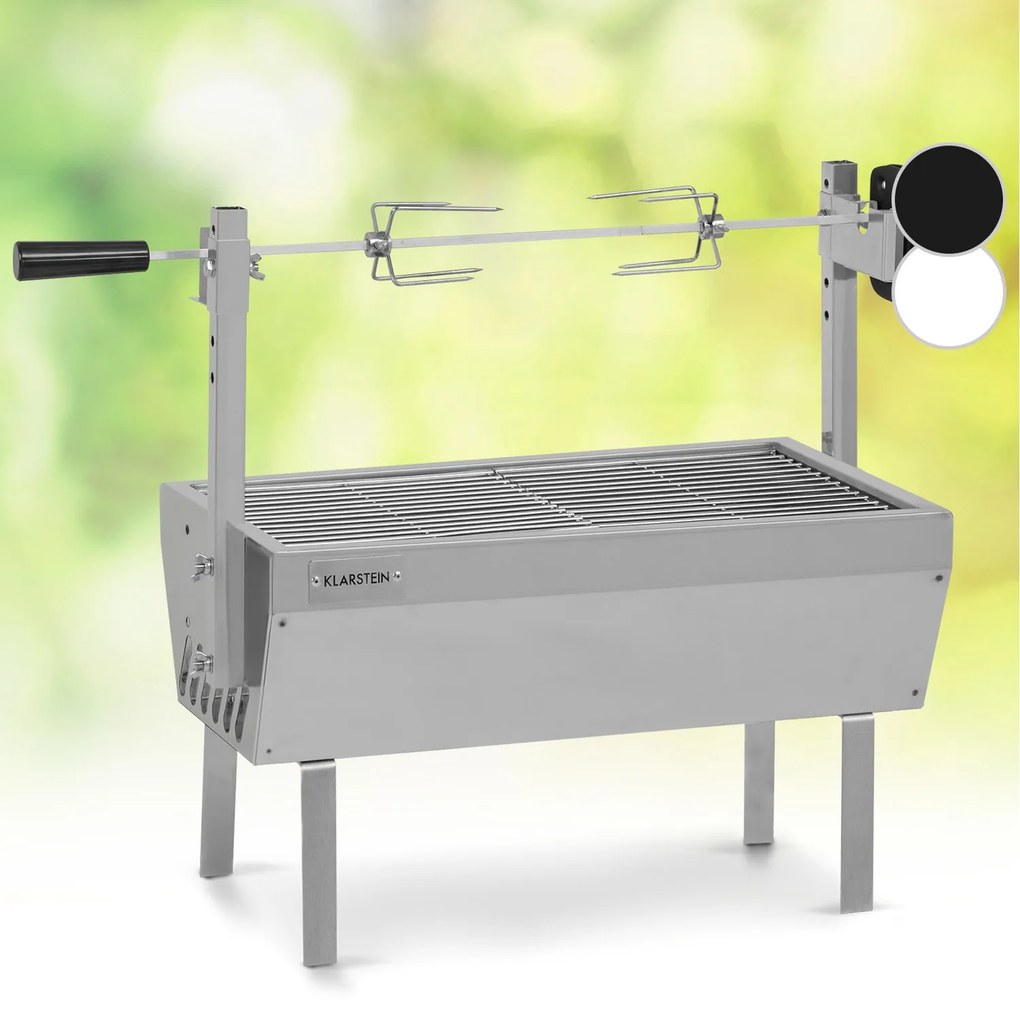 Klarstein Sauenland Mini, ротационен грил със шиш, въртящ се шиш, 4 W, макс. 12 кг, неръждаема стомана