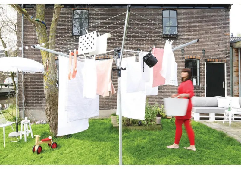 Външен простор Brabantia Lift-O-Matic 90300269, 60 м, Регулируема височина, Метален шиш за вкопаване, Резистентен на корозия, Инокс