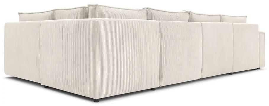 Кремав ъглов U-образен диван от велур, десен ъгъл Nihad modular - Bobochic Paris