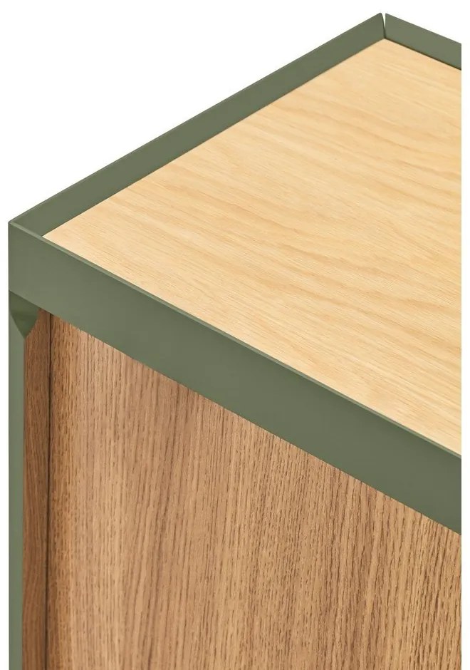 Зелен нисък скрин от декор от дъб 110x85 cm Arista – Teulat