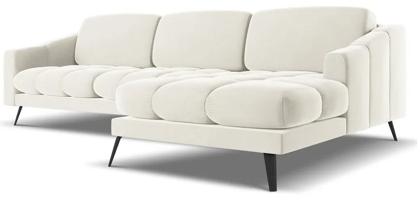 Кремав кадифен ъглов диван (десен ъгъл) Nalu – Makamii