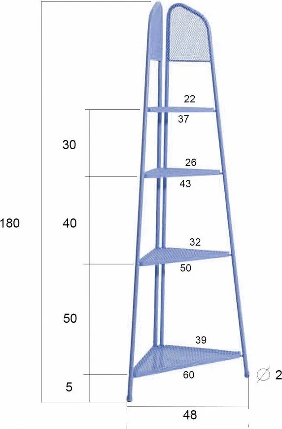 Син метален ъглов рафт за балкон ADDU , височина 180 см MWH - Garden Pleasure