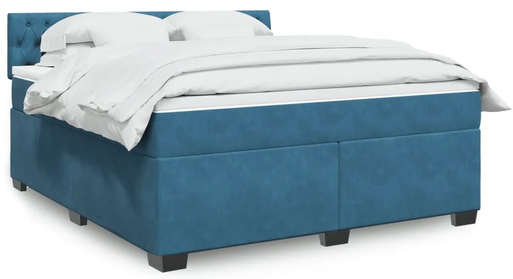 3288688 vidaXL Боксспринг легло с матрак, синьо, 180x200 см, кадифе