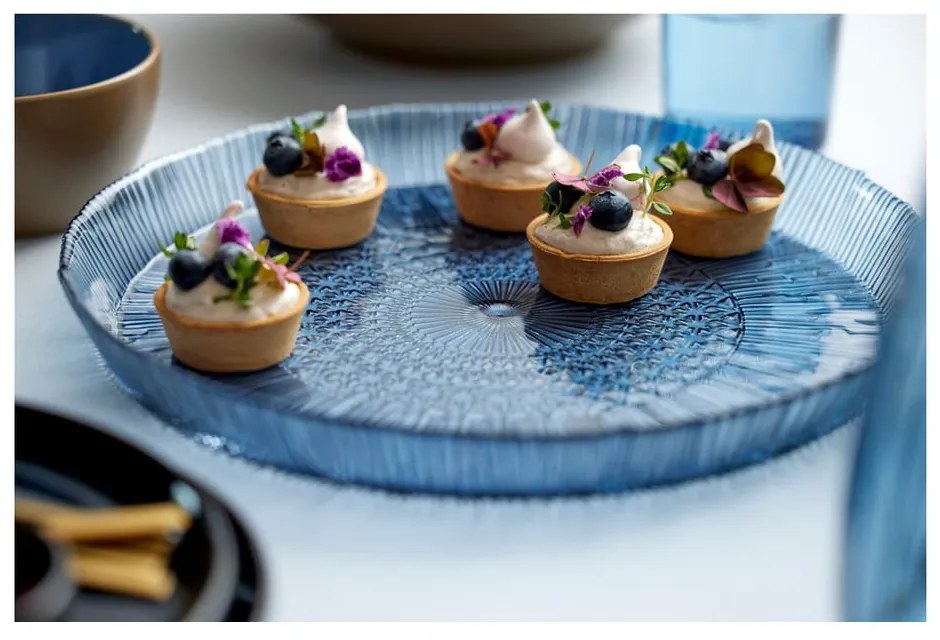 Синя стъклена чиния за сервиране ø 30 cm Kusintha - Bitz