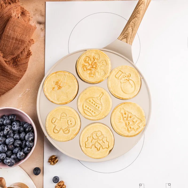 Тиган за палачинки Klausberg KB 7970, 26.5 см, 7 отделения, Незалепващо покритие, Индукция, Бежов