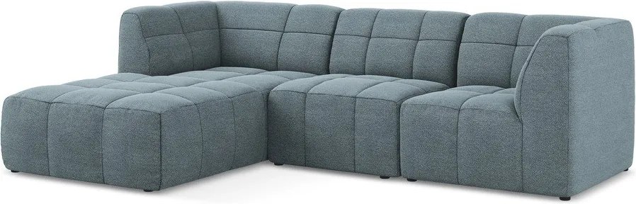 Син ъглов диван от прежда с примки от букле (ляв ъгъл) Aloha – Makamii