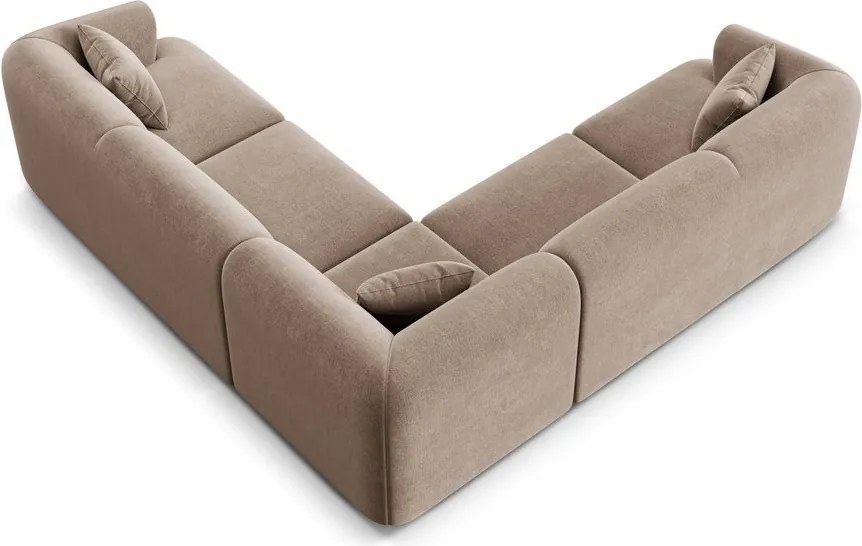 Светлокафяв кадифен ъглов диван Campi – Cosmopolitan Design