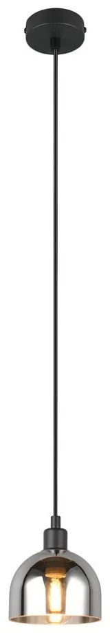 Черно-сребристо висящо осветително тяло със стъклен абажур ø 12 cm Molly – Reality