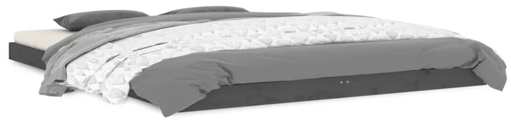 823441 vidaXL Рамка за легло, сива, бор масив, 150x200 cм, King Size