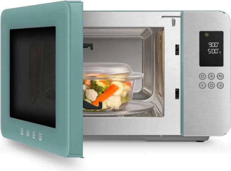 Микровълнова фурна с грил 4в1 SMEG Collezione MOC01EGMEU, 1900W, 29 л, 18 програми, Плавно затваряне, Звуков сигнал, LCD, Зелен