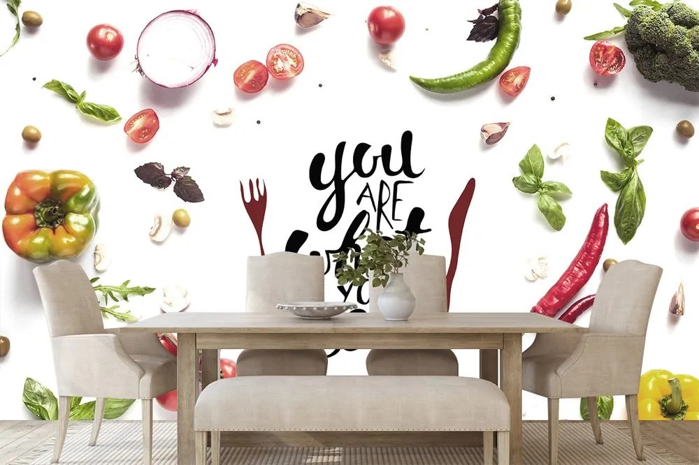 Самозалепващ тапет – С надпис - You are what you eat