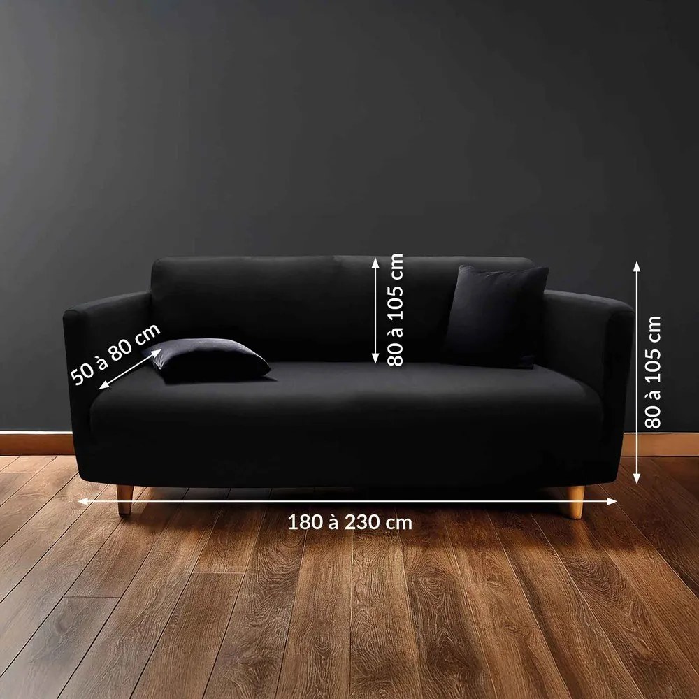 Черно триместно ластично покривало за диван Mila – douceur d'intérieur